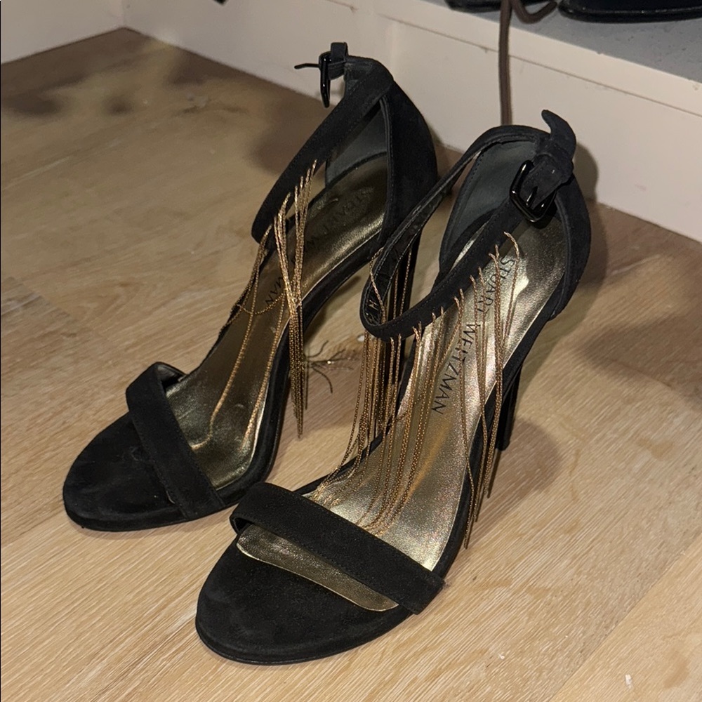 Stuart Weitzman Black and Gold Women's Heels